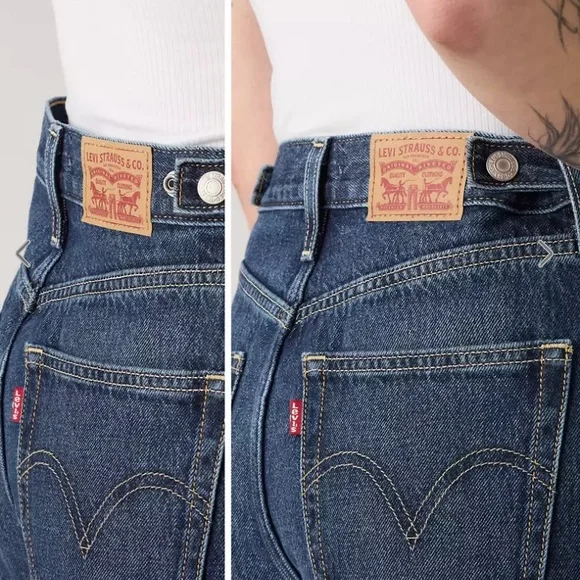 LEVIS Jeans Barrel Leg NWT Cinch Wide Leg High Waist New Shades Blue Size 24 - Picture 6 of 14